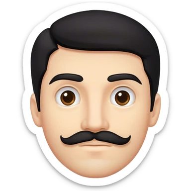 caucasian young man with black hair, mustache stubble and thick eyebrows sticker