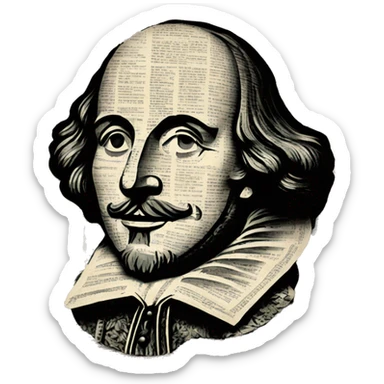 Shakespeare made of newspaper cuttings 420 hemp roses flowers plants leaves sticker