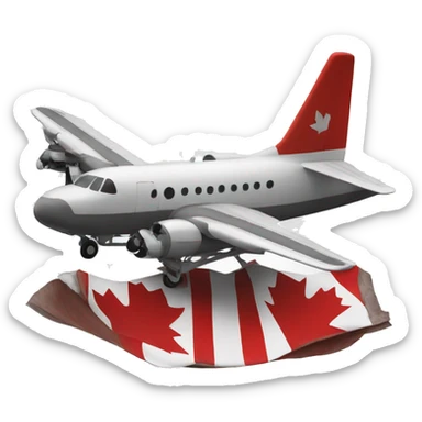 Landing gear of plane with Canadian flag sticker