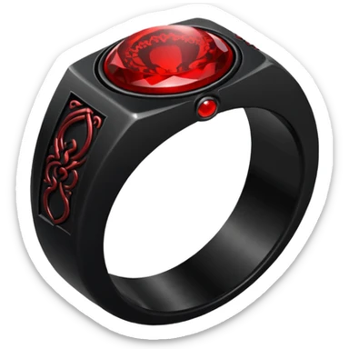 iOS sticker, dark fantasy ring, black metal, red inner glow, minimal sticker