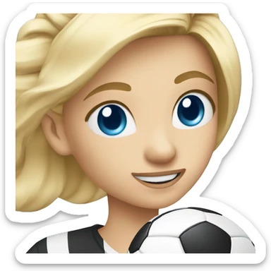 blonde young girl blue eyes kicking a soccer ball sticker
