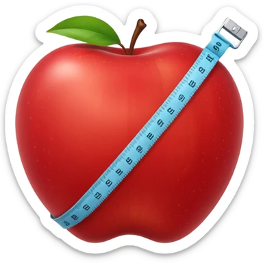 apple with a measuring tape sticker