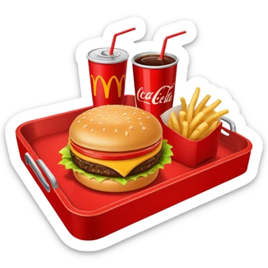 A McDonald’s meal consisting of a Big Mac, fries, and a coke, all on one red serving tray. sticker