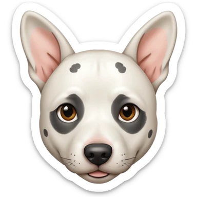 White cattle dog pitbull mix with long ears and subtle black spots  sticker