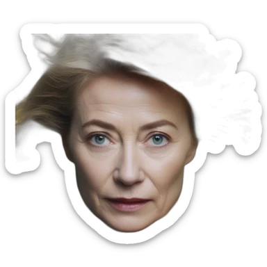 Ursula von der Leyen, david bellemere, Bare belly, Wings, Choker, Bathed in shadows, FOV 90 degrees, short lighting, L USM, Cold Colors, gilded technique, extremely hyper aesthetic, absurdres sticker