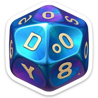 dnd d20 dice with magic sticker