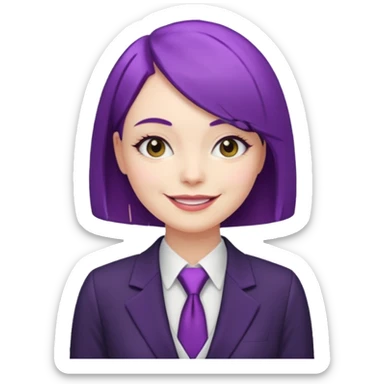 Office Lady with Purple Bob, black suit sticker