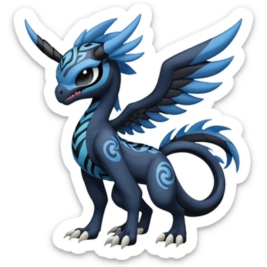 Meloetta-Venom-Stitch-Zekrom-fusion, full body, tribal markings  sticker