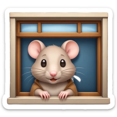 cute rat peeking out of a restaurant building sticker