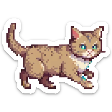 pixel art style cat running animation frame 1 sticker