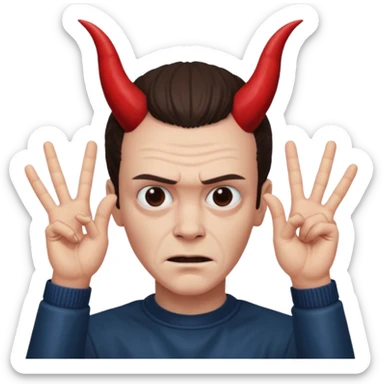 Eddie the freak from stranger things with his iconic hand sign over his head pretending to be the devil I think sticker