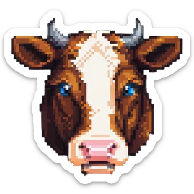 maximum blocky ultra-abstract pixel art Minecraft cow emoji with only 2-4 large square pixels sticker