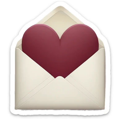 burgundy closed envelope with white heart stamp sticker