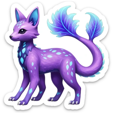Rare realistic purple indigo violet nebulae shiny sparkly dark-neon glowing bioluminescent edgy badass epic pretty beautiful handsome gorgeous aesthetic colorful vibrant Vernid-Trico-species-Fakemon-creature by LiLaiRa, 4 legs, 1 tail, random markings, (full body) sticker