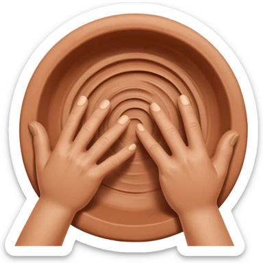 hands pressing sidewalls of clay with fingers and thumbs for shaping pottery sticker