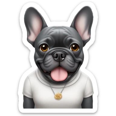 Dark grey French bulldog with grandma sticker