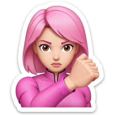 Pink power fist woman sticker