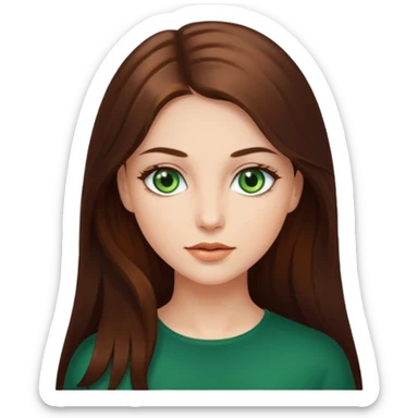 noia molt bonica amb caobells llargs i marrons brillanta i ulls verds sticker