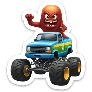 a monster truck riding a skateboard  sticker