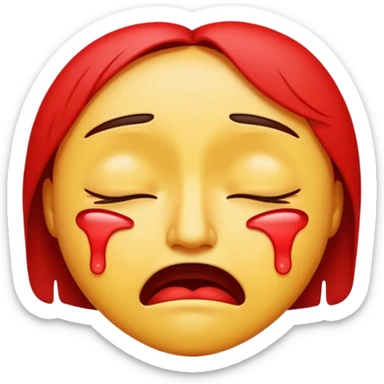 A standard emoji crying red with closed eyes sticker