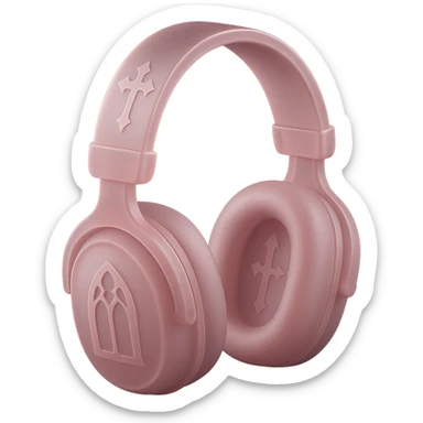 pink gothic headphones with frosted pink glass and gothic silhouettes in matte glass style sticker