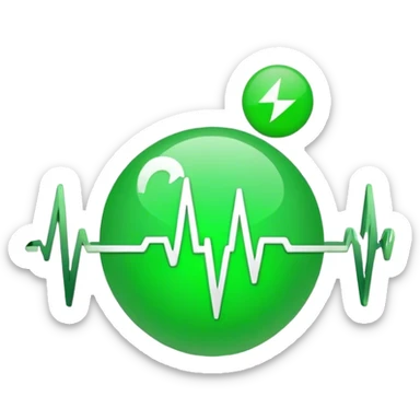 green dot with ECG heartbeat line. dot, not heart sticker