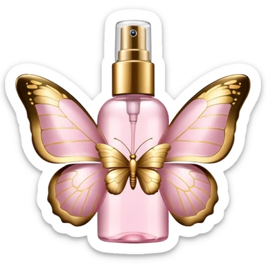 Light pink body mist bottle with gold butterflies  sticker
