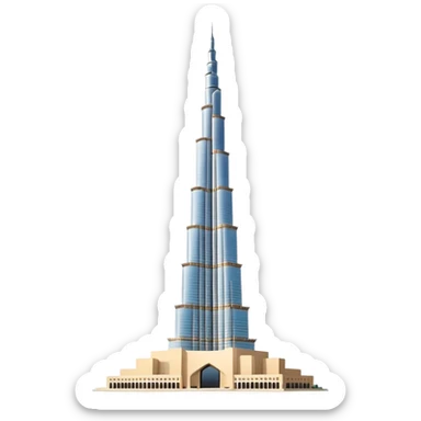 Burj Khalifa, beige color, minimalist style, slightly side view, emoji style sticker