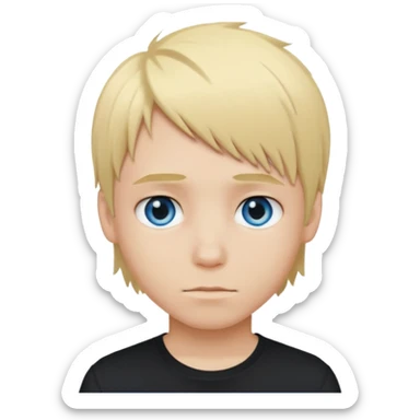 boy with blonde hair emo, shirt color black, and color eyes blue sticker
