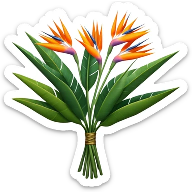 big bouquet Strelitzia Reginae, luxuriant, stem, leaf sticker