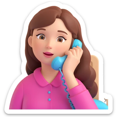 girl talking on phone bedroom background, close up pose sticker