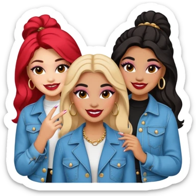 Boujy baddie best friends happy, trendy heavy makeup sticker