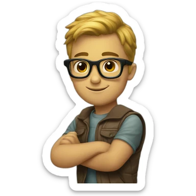 geek with a toy bee sticker