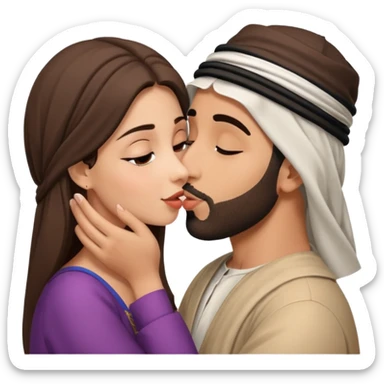 ￼Arab man kiss￼ European ￼ girl sticker