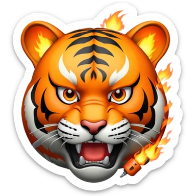 tiger face with bomb with burning fuse for Twitch emote sticker