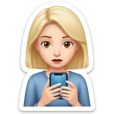 girl holding phone with obsessed expression sticker