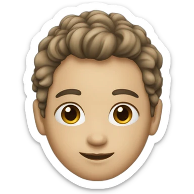 A human with pixie hait and color blue sticker