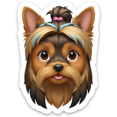 a Yorkshire Terrier face with ponytail  sticker