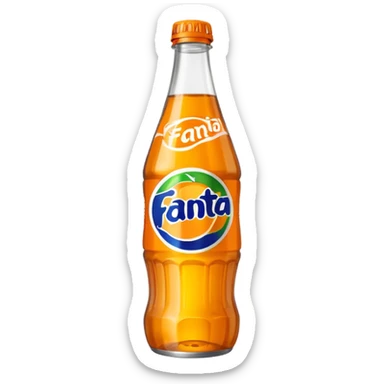Una botella de cristal con el logo de Fanta con Fanta de limón dentro de color amarillo AMARILLA sticker