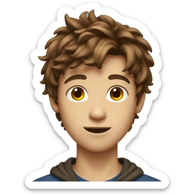 A rather slim 15-year-old boy with messy brown hair  sticker