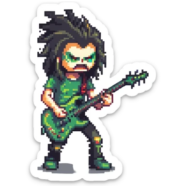 heavy metal concert, headbanging, electric guitar solo sticker