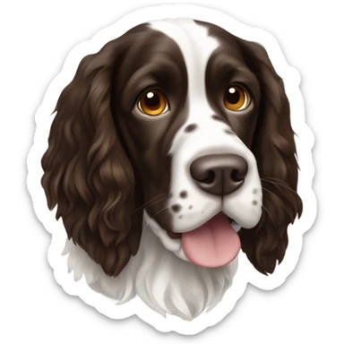 an english springer spaniel that is dark brown and white sticker