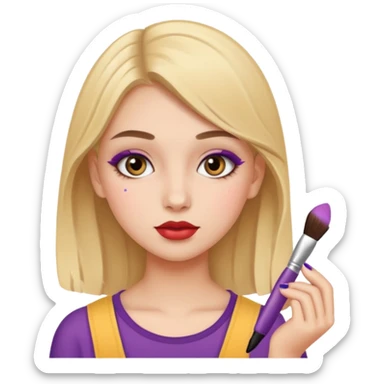 A teenager putting on makeup sticker
