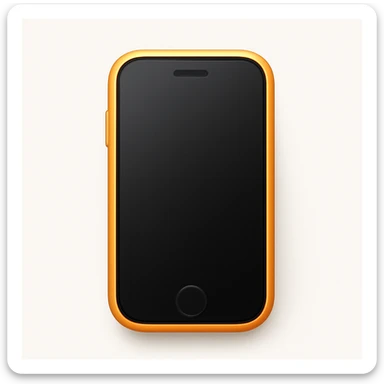 Create a phone emoji exactly like the reference image but without the Wi-Fi symbol and wording. Maintain the same shape, color, and details, with a smooth and shiny appearance in the style of iOS emoji. Add a soft shadow to the phone. sticker