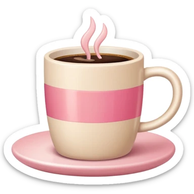 pastel beige and pink palette, lipstick a cup of coffee, a lipstick mark on the edge of the cup, soft grain texture, minimal flat design, no background, cozy pinterest vibe sticker