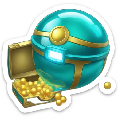 Pokemon Game LootCase Color Cyan Rich Treasure Legendary Epic Pokeballs Pokemons and Pokemon Items Inside this have Shiny Glow sticker