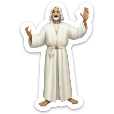 A full-length prophet in a white robe waves his hand, with the inscription "Привет" in the center at the bottom sticker