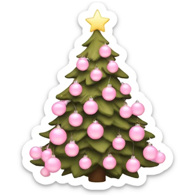 christmas tree with light pink lights and light pink ornaments  sticker