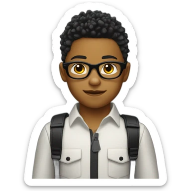 white 8 year old boy with black glasses and blond spikey hair sticker