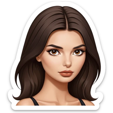 Emily Ratajkowski, glamorous brunette model with sultry expression, high cheekbones, and long dark hair sticker